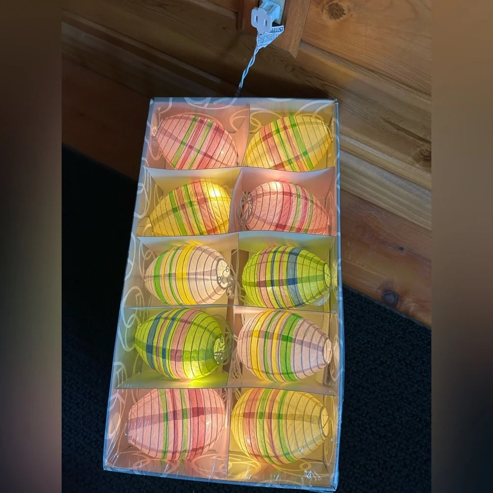 Colorful Pastel Striped Paper Egg 🥚🥚🥚Lantern String Lights